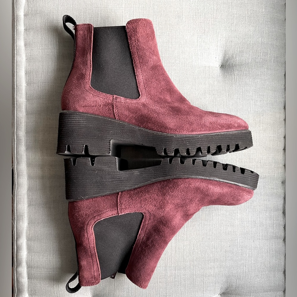Burgundy suede platform boots